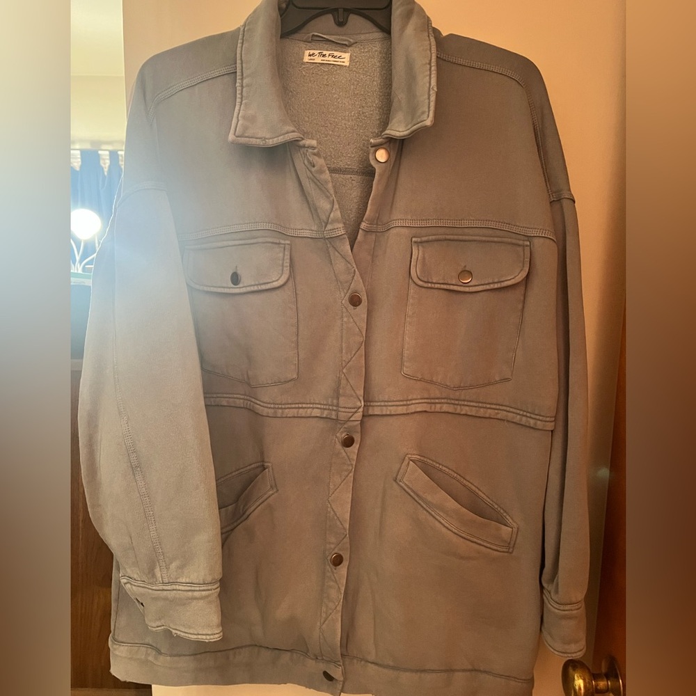 We the Free Light Blue Shacket Large